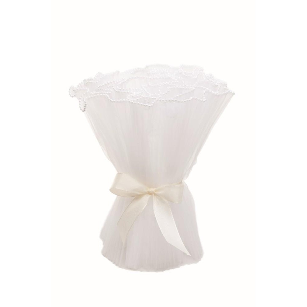 CONI BOUQUET TISSU PLISSE H.40 CM. BIANCO